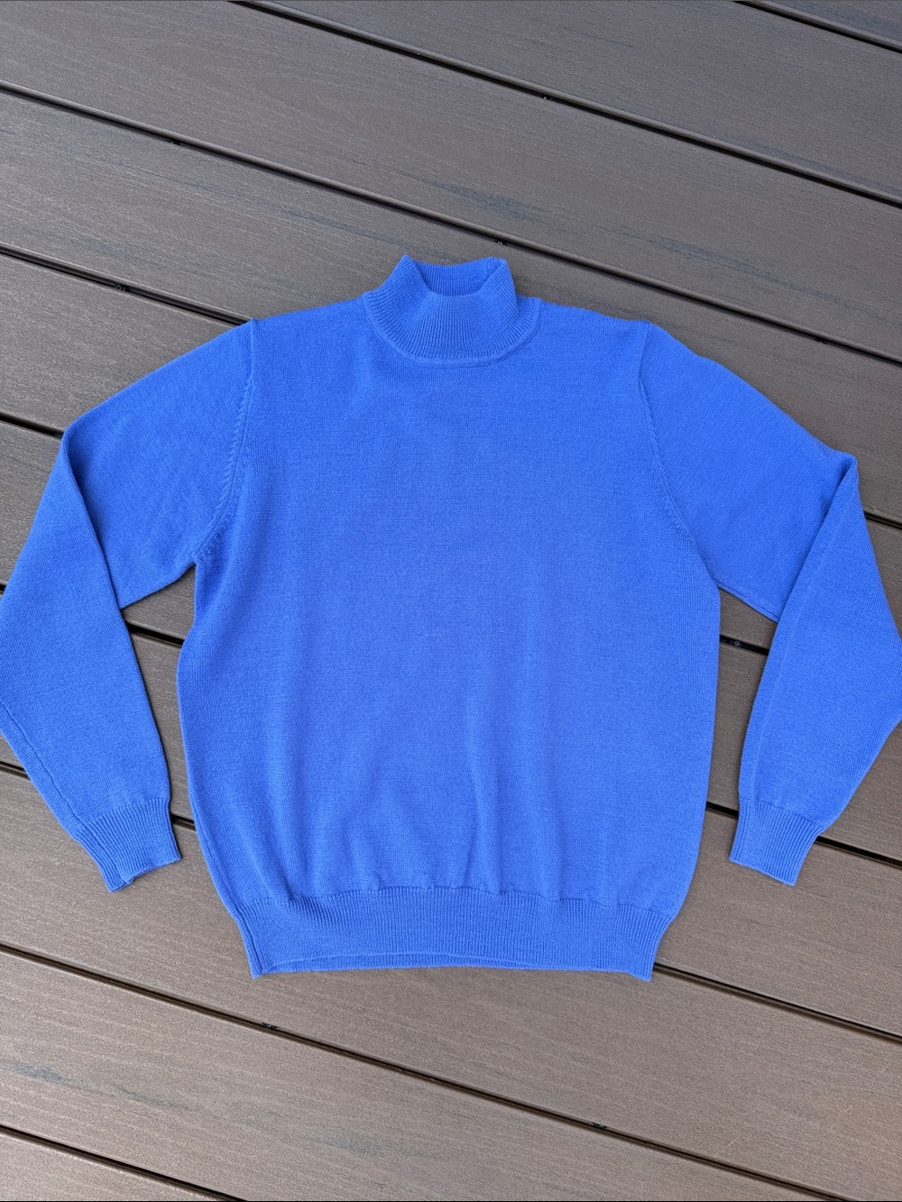Vintage Retro Charter Club Wool 90s Quiet Luxury Preppy Blue Mock Neck Sweater